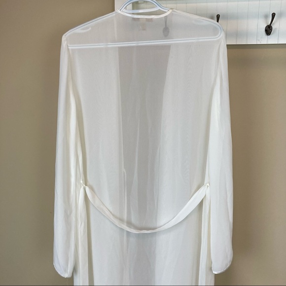 FLORA NIKROOZ Classic Bridal Off White Long Sheer Robe Size S/M NWT - Picture 6 of 6
